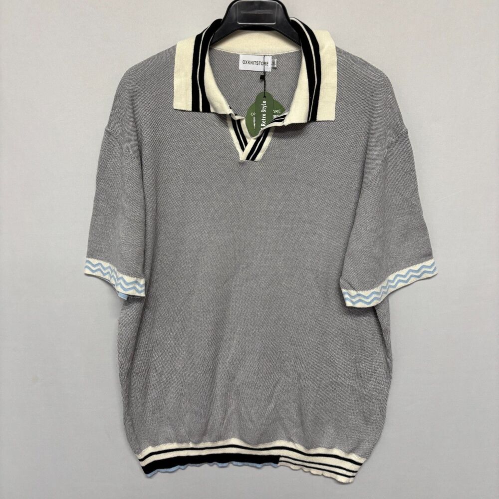 NWT Oxknit Men Short Sleeve Knit Polo Sweater Shirt Size 2XL C139 -2
